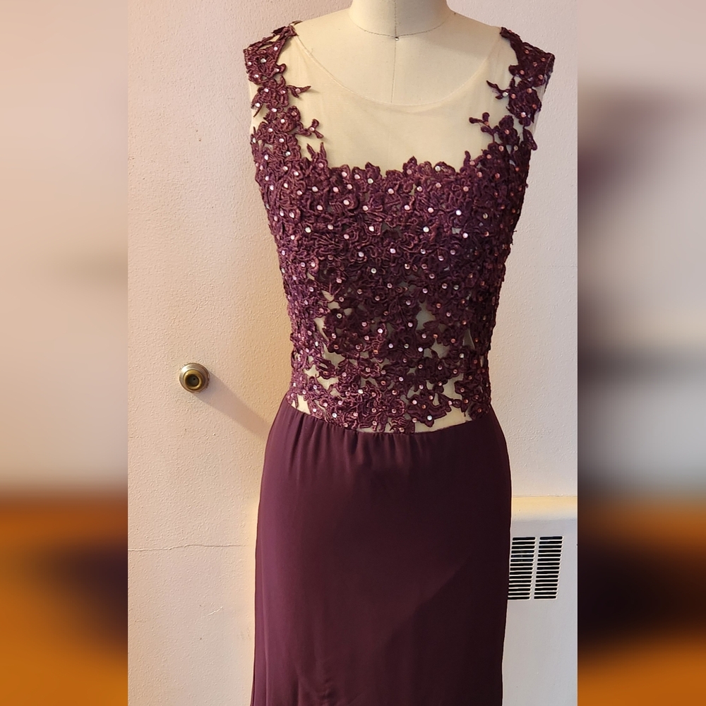 Elegant Purple Lace Evening Dress